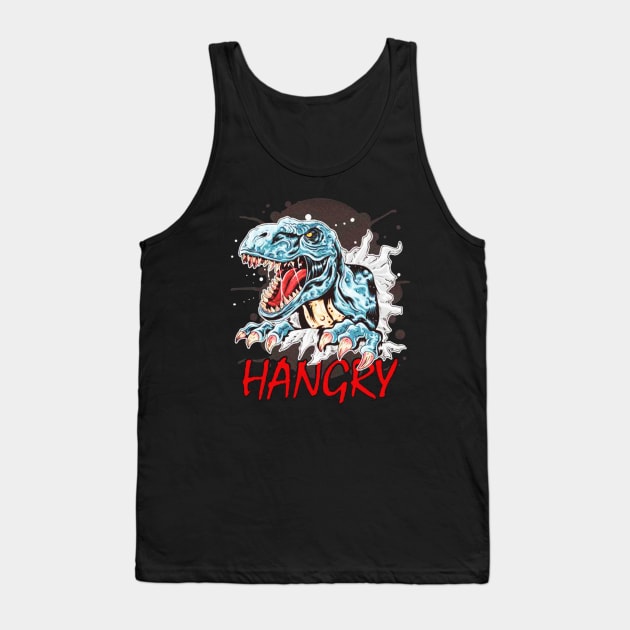 Funny Hangry Dinosaur Tank Top by akkadesigns